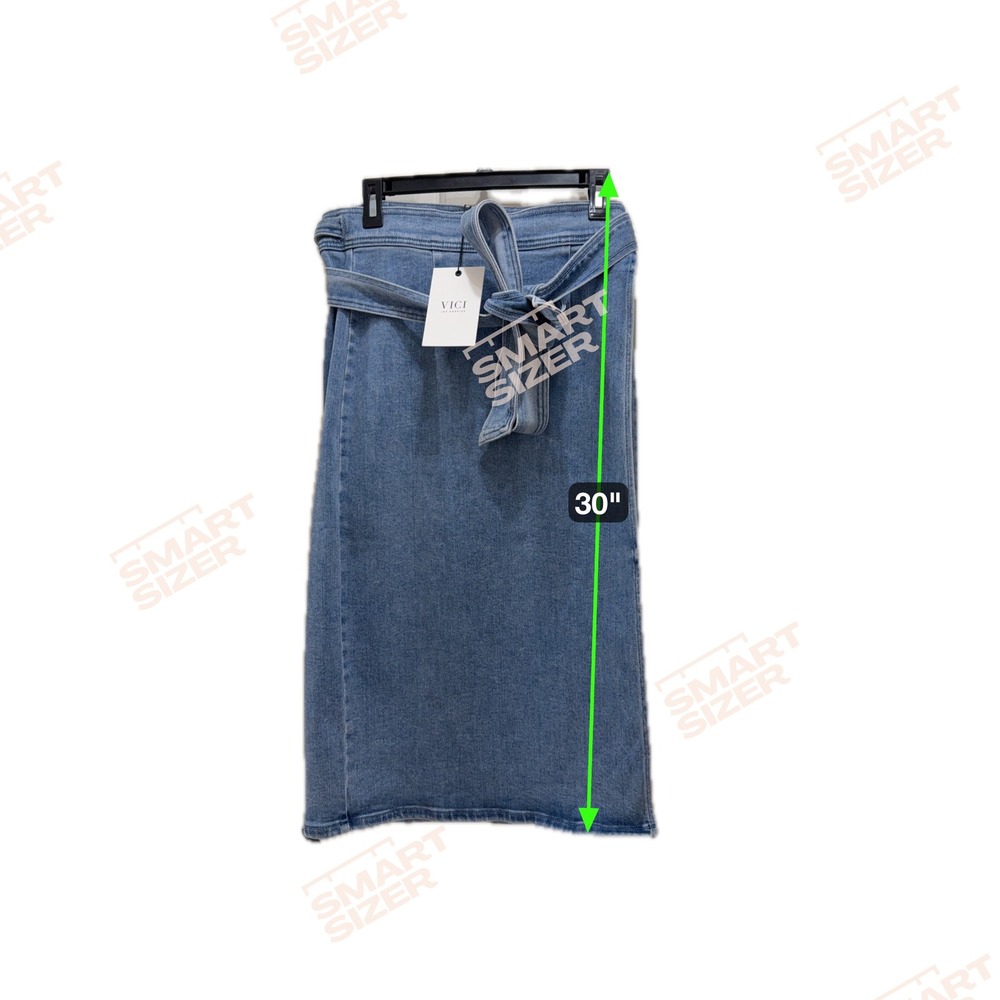 VICI Los Angeles Womens Denim Midi Wrap Skirt Jean Sz Medium Bow Tie Closure NWT - Picture 4 of 6